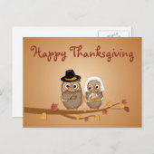 De capricieuze Uilen van de Thanksgiving Feestdagenkaart (Voorkant / Achterkant)