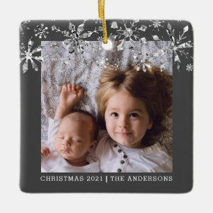 De capricieuze Zilveren Foto van de Familie van Keramisch Ornament