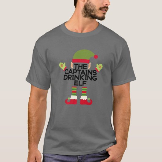 De Captains Drink Elf Funny Kerstmis T-shirt (Voorkant)