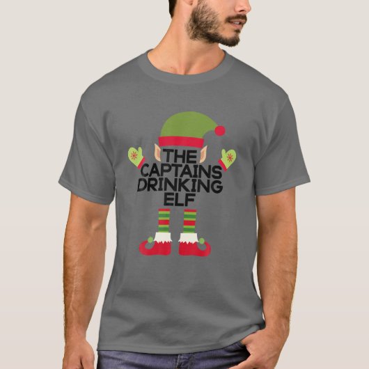 De Captains Drink Elf Funny Kerstmis T-shirt (Voorkant)