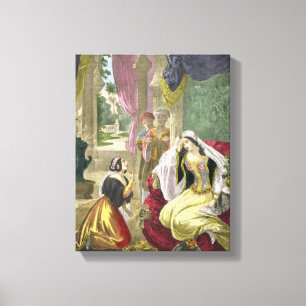 De captive Hebreeuws schreef dat Wachten op Naaman Canvas Afdruk