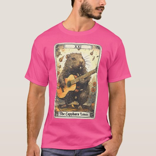 De Capybara Tarot Kaart Capybara speelt gitaar T-shirt (Voorkant)