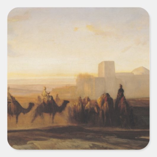 De Caravan Vierkante Sticker (Voorkant)