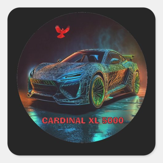 De Cardinal XL5000 Elite Sportauto Vierkante Sticker (Voorkant)