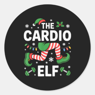 De Cardio Elf Grappige Fitness Kerst Gym Workout Ronde Sticker
