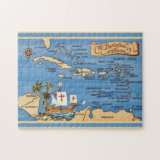 De Caribische Kaart 11x14 Legpuzzel (Horizontaal)