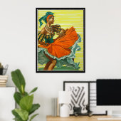 De Caribische vintage posterprint Poster (Thuiskantoor)