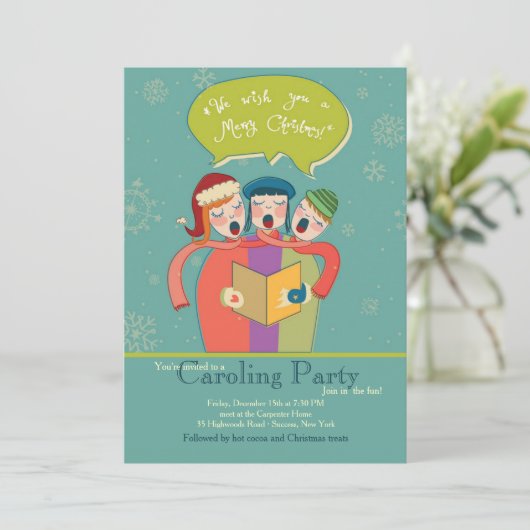 De Carolers Holiday Card Kaart (Staand voorkant)