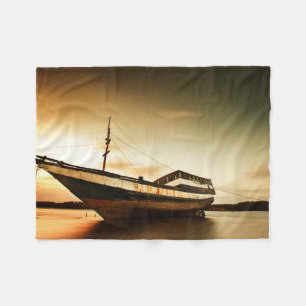 De carrosserie van het oude schip Bali, Indonesi Fleece Deken