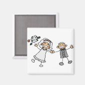 De Cartoon artistieke bruiloft bewaart de datum Magneet (Voorkant / Achterkant)