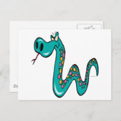 de cartoon boa constrictor van de dolle snake briefkaart (Voorkant / Achterkant)