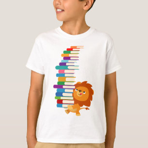 De Cartoon leeuw voor de Voracious-lezer Kinder T- T-shirt