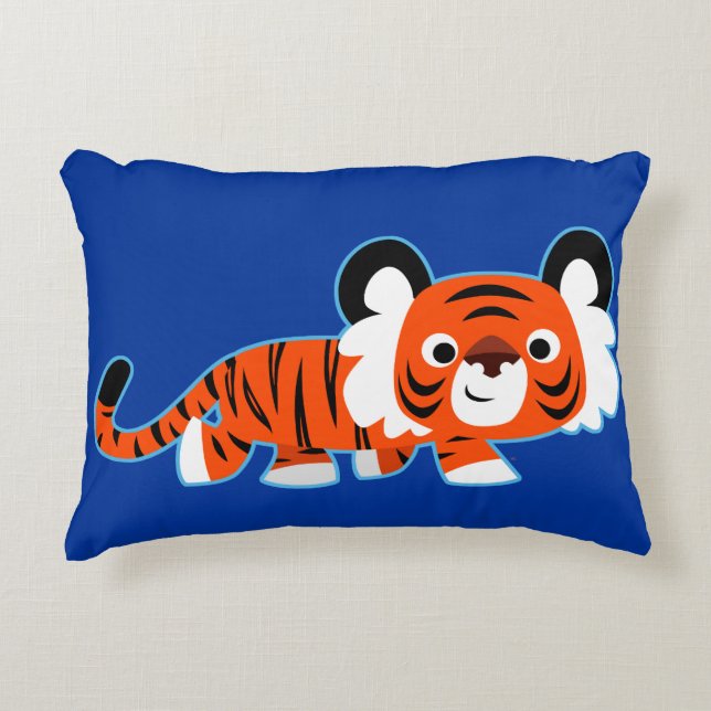 De Cartoon Tiger op de prowl Accent Pillow Decoratief Kussen (Voorkant)