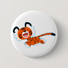 De Cartoon Tiger van de klap op de looppasButton b Ronde Button 5,7 Cm
