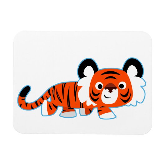 De Cartoon Tiger van de klap op de Weg Flexible Ma Magneet (Horizontaal)
