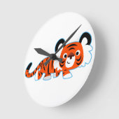 De Cartoon Tiger van de prowl-muur-klok Ronde Klok (Hoek)