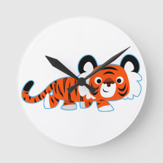 De Cartoon Tiger van de prowl-muur-klok Ronde Klok