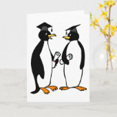 De Cartoon van de Afstuderen van pinguïnen Kaart (Gele Bloem)