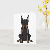 De Cartoon van de Hond van Pinscher van Doberman Kaart (Gele Bloem)