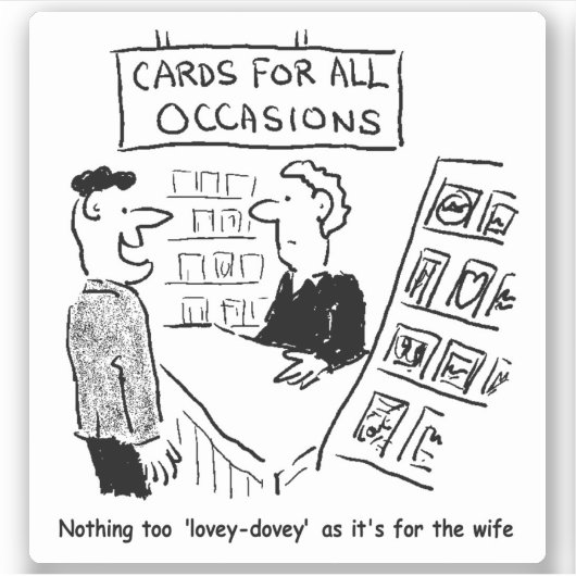 De Cartoon van de Kaart van GroetenWinkel. Sticker (Voorkant)