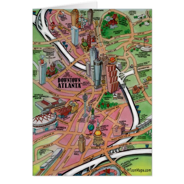 De Cartoon van het centrum Atlanta Georgia (Voorkant)