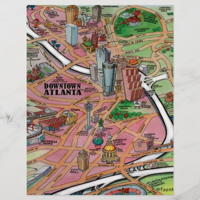 De Cartoon van het centrum Atlanta Georgia (Voorkant)