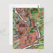 De Cartoon van het centrum Atlanta Georgia Briefkaart (Voorkant / Achterkant)