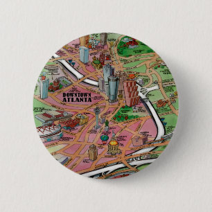 De Cartoon van het centrum Atlanta Georgia Ronde Button 5,7 Cm