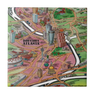 De Cartoon van het centrum Atlanta Georgia Tegeltje