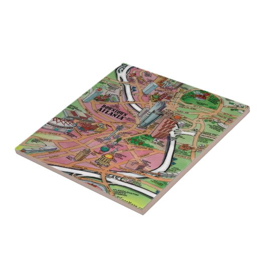 De Cartoon van het centrum Atlanta Georgia Tegeltje (Zijkant)