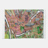 De Cartoon van het centrum Atlanta Georgia Theedoek (Horizontaal)