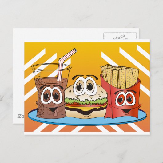 De Cartoon van het snelle Voedsel Briefkaart (Voorkant / Achterkant)