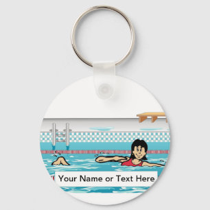 De Cartoon van het Vrouw door PrintedPerfection.co Sleutelhanger