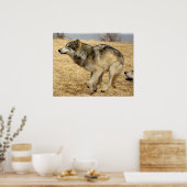 De Cartoon Wolf Shot Poster (Keuken)