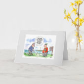 De cartoonwenskaart van het golf: Het spelen met Kaart (Gele Bloem)