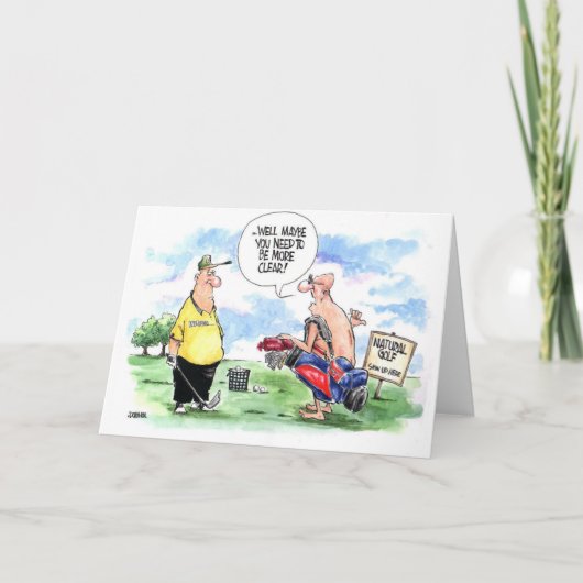 De cartoonwenskaart van het golf: Natuurlijk golf Kaart (Voorkant)
