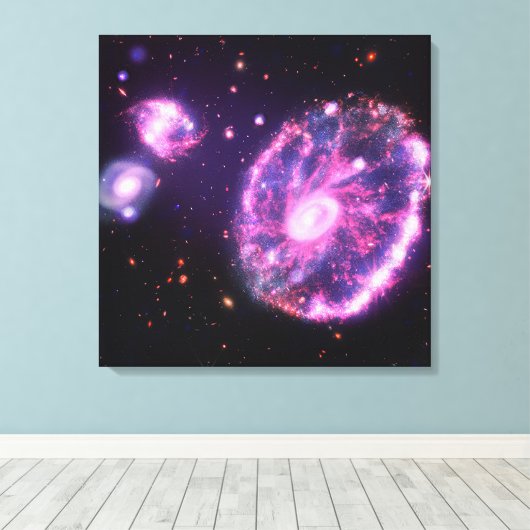 De cartwheel-as | Hubble & JWST Canvas Afdruk (Insitu (Houten vloer))