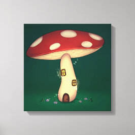  de casa de fada em formato de cogumelo canvas afdruk