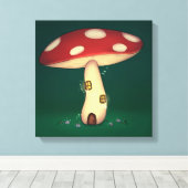  de casa de fada em formato de cogumelo canvas afdruk (Insitu (Houten vloer))