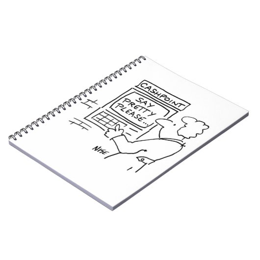 De Cashpoint machine van de bank zegt "Zeg  alstub Notitieboek (Linkerzijde)