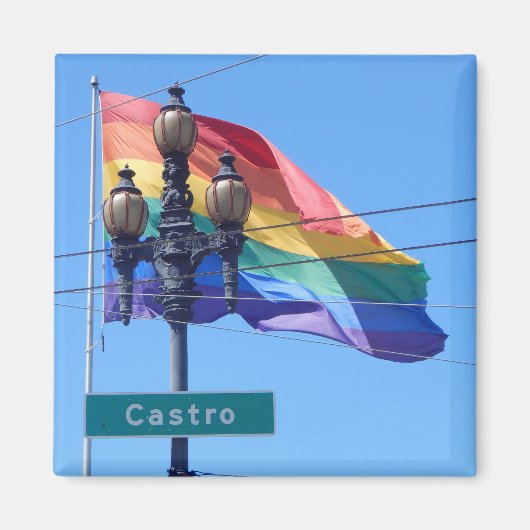 De Castro Street Sign Rainbow Flag Koelkast Magnee Magneet (Voorkant)
