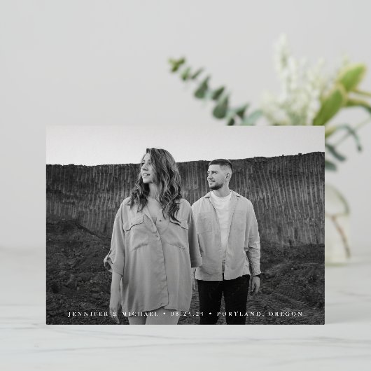 De casual Foto van het Manuscript sparen de Datum Folie Uitnodiging (Staand Voorkant)