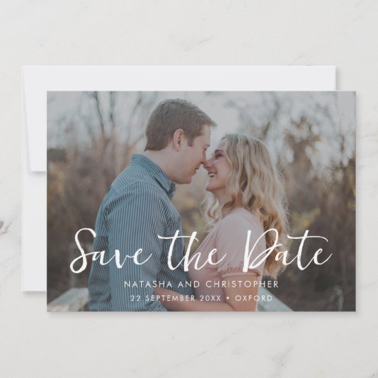 De casual handgeschreven Code van de Bekleding QR  Save The Date (Voorkant)