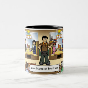 De Casual het Winnen van de ober Cartoon door Prin Tweekleurige Koffiemok