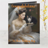 De Cat Bride olieverf, grote bruiloft Kaart (Gele Bloem)