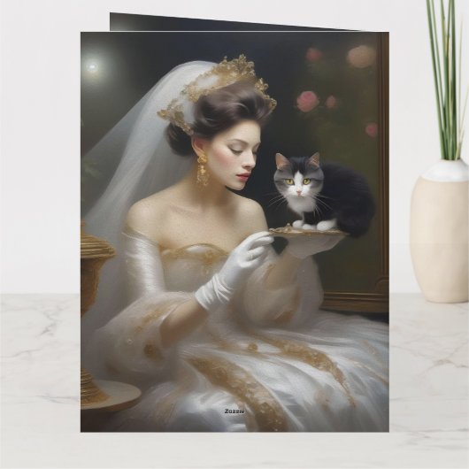 De Cat Bride olieverf, grote bruiloft Kaart (Achterkant)