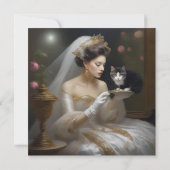 De Cat Bride olieverf, vlakke bruiloft Kaart (Achterkant)