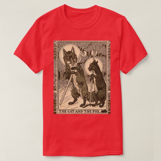 DE CAT EN DE FOX Forest Animals Black White Flo T-shirt (Design voorkant)