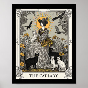De Cat Lady Tarot Kaart  Gotische Vrouwen Cat M Poster