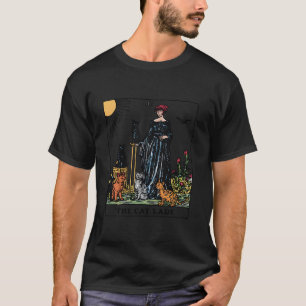De Cat Lady Tarot Kaart  Gotische Vrouwen Cat M T-shirt